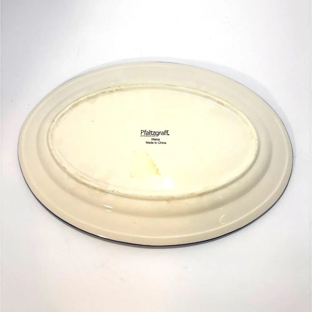 Pfaltzgraff Everyday Mesa Oval Platter Vibrant Blue & Multicolor Ceramic Serving